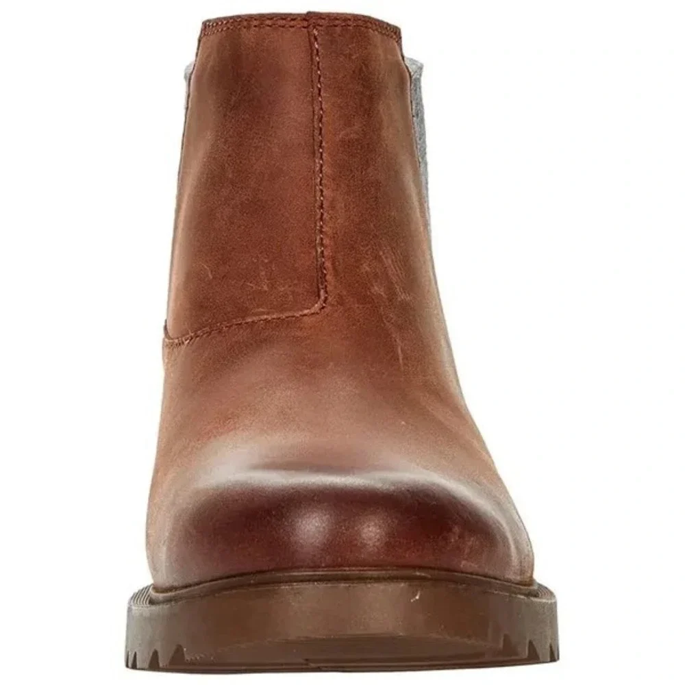 SOREL® (Women's 7 M) EMELIE™ II Chelsea Heel Zip Waterproof Bootie in Dark Amber